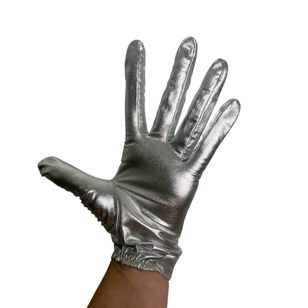 Vintage 1960s Silver Wrist Driving Gloves 7/8 Medium Narrow